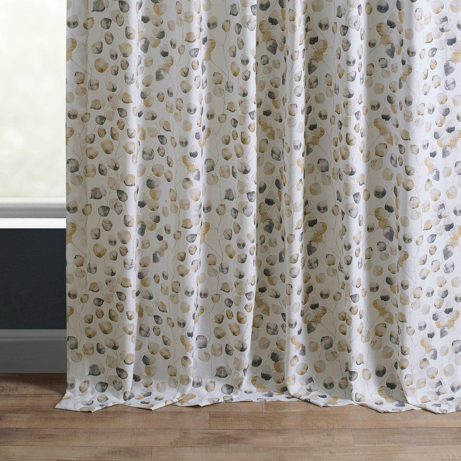 Autumn Leaves Brown Textured Printed Cotton Light Filtering Curtain - HalfPriceDrapes.com