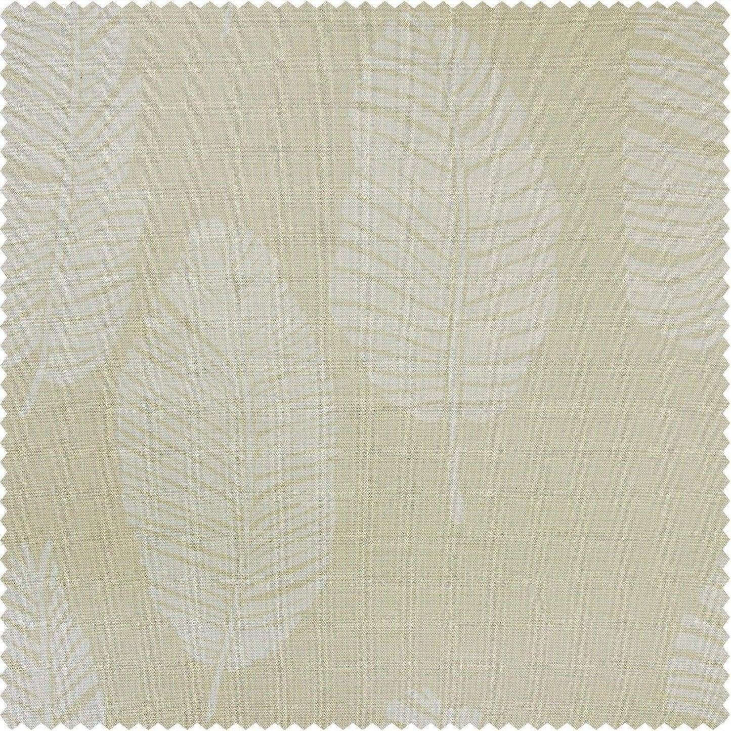 Leaflet White Textured Printed Cotton Room Darkening Swatch - HalfPriceDrapes.com