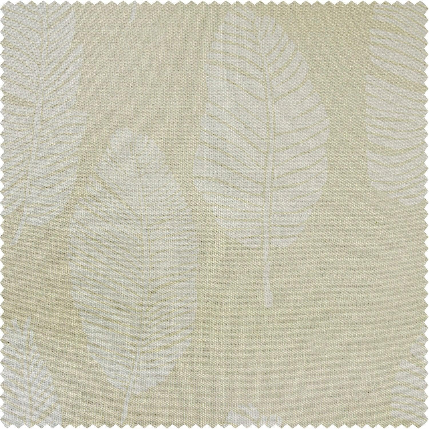 Leaflet White Textured Printed Cotton Room Darkening Swatch - HalfPriceDrapes.com