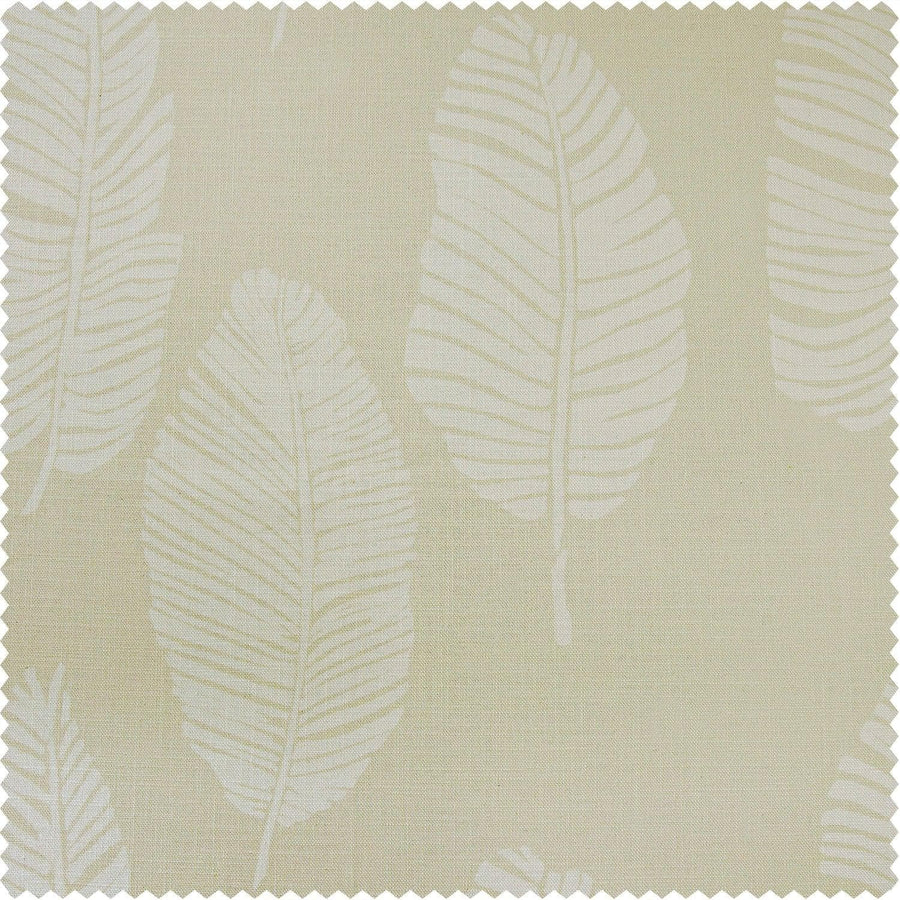Leaflet White Textured Printed Cotton Room Darkening Swatch - HalfPriceDrapes.com