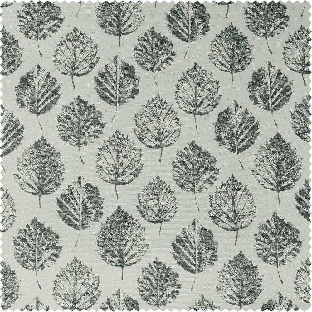 Elm Leaf Black Textured Printed Cotton Room Darkening Swatch - HalfPriceDrapes.com