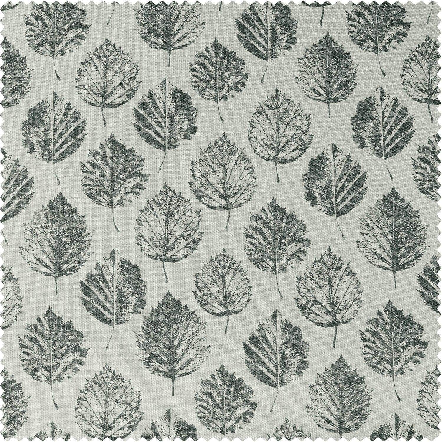 Elm Leaf Black Textured Printed Cotton Room Darkening Swatch - HalfPriceDrapes.com