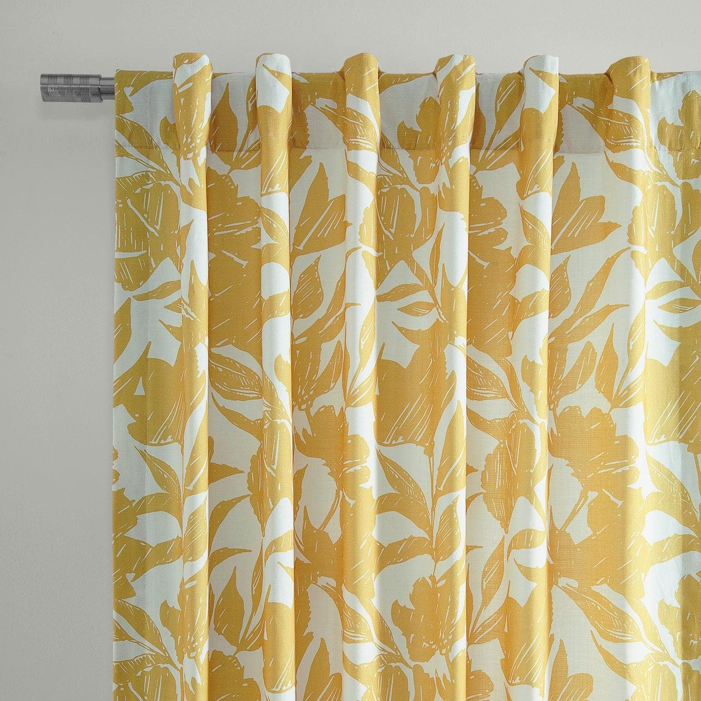 Meadow Marigold Textured Printed Cotton Room Darkening Curtain - HalfPriceDrapes.com