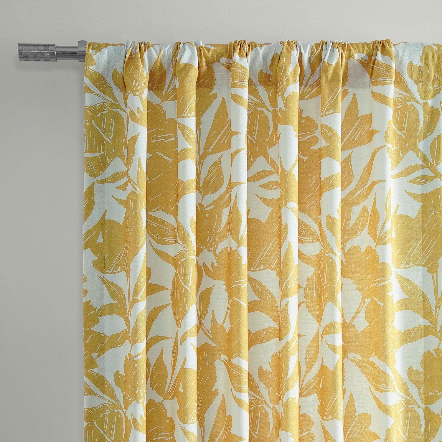 Meadow Marigold Textured Printed Cotton Room Darkening Curtain - HalfPriceDrapes.com