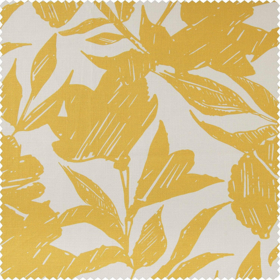 Meadow Marigold Textured Printed Cotton Room Darkening Swatch - HalfPriceDrapes.com