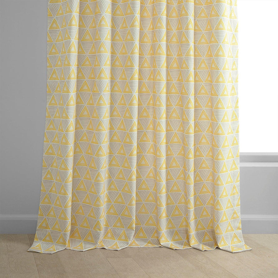 Trillian Gold Textured Printed Cotton Light Filtering Curtain - HalfPriceDrapes.com