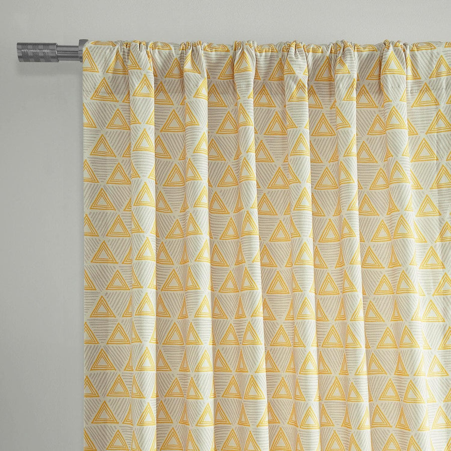 Trillian Gold Textured Printed Cotton Room Darkening Curtain - HalfPriceDrapes.com