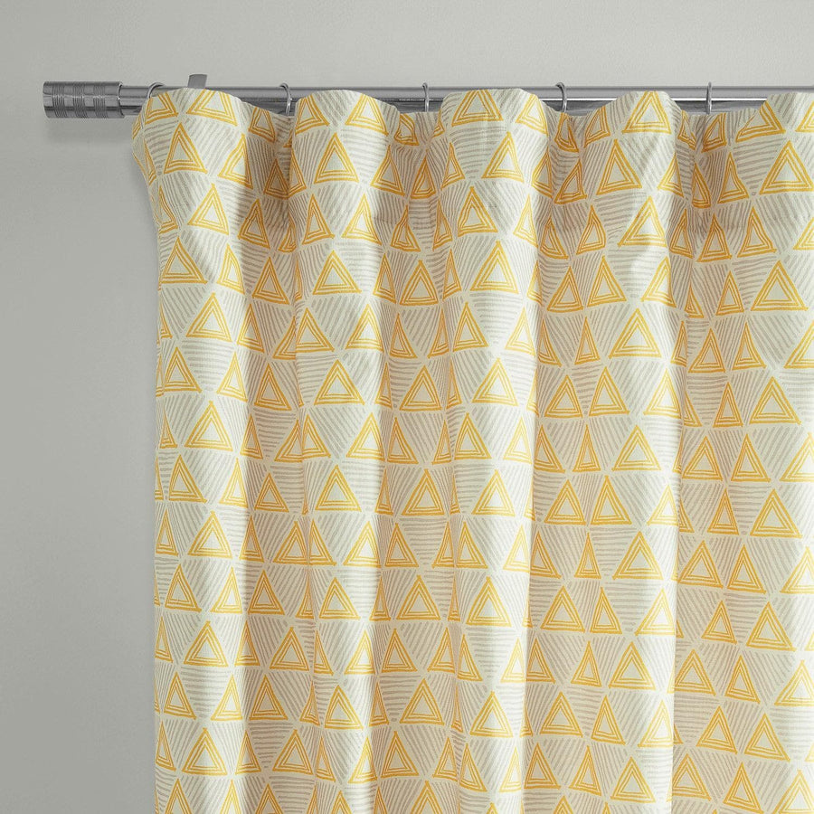 Trillian Gold Textured Printed Cotton Room Darkening Curtain - HalfPriceDrapes.com