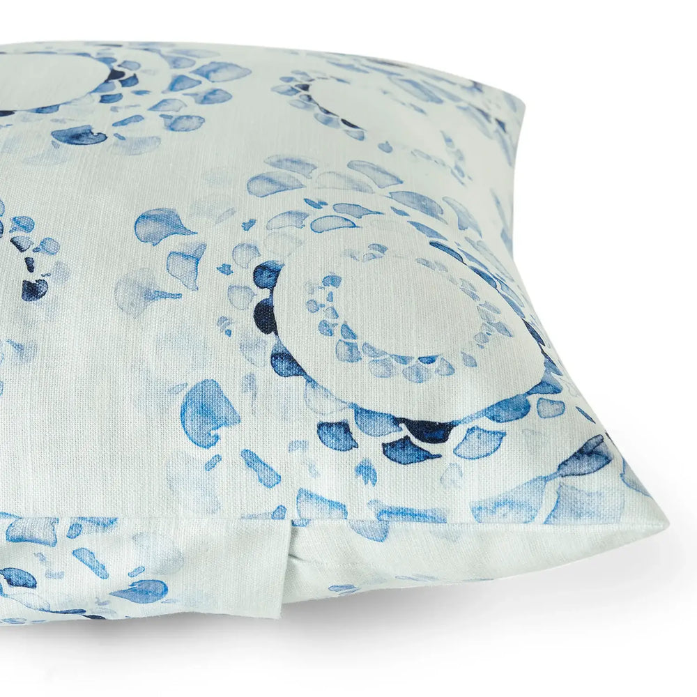 Droplets Light Blue Abstract Textured Printed Cotton Cushion Covers - Pair