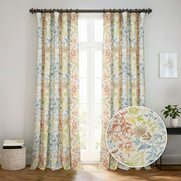 Fruit Manor Multi Color Paisley Dune Cotton Textured Printed Room Darkening Curtain