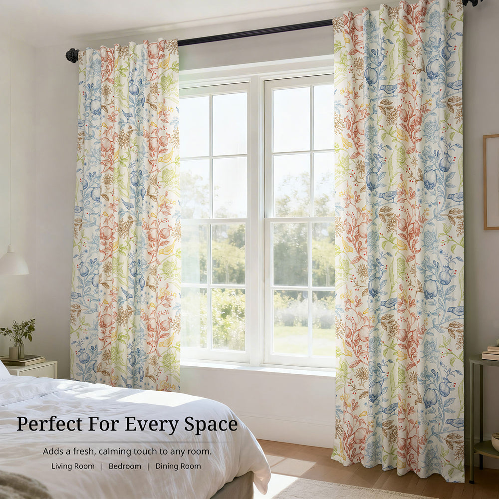 Fruit Manor Multi Color Paisley Paisley Dune Cotton Textured Printed Room Darkening Curtain