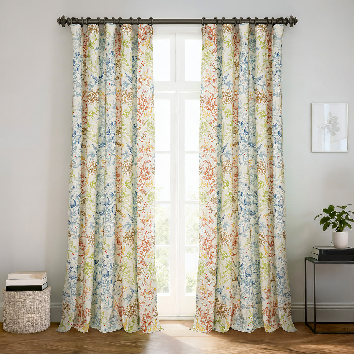 Fruit Manor Multi Color Paisley Paisley Dune Cotton Textured Printed Room Darkening Curtain