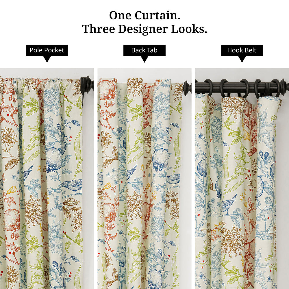 Fruit Manor Multi Color Paisley Paisley Dune Cotton Textured Printed Room Darkening Curtain