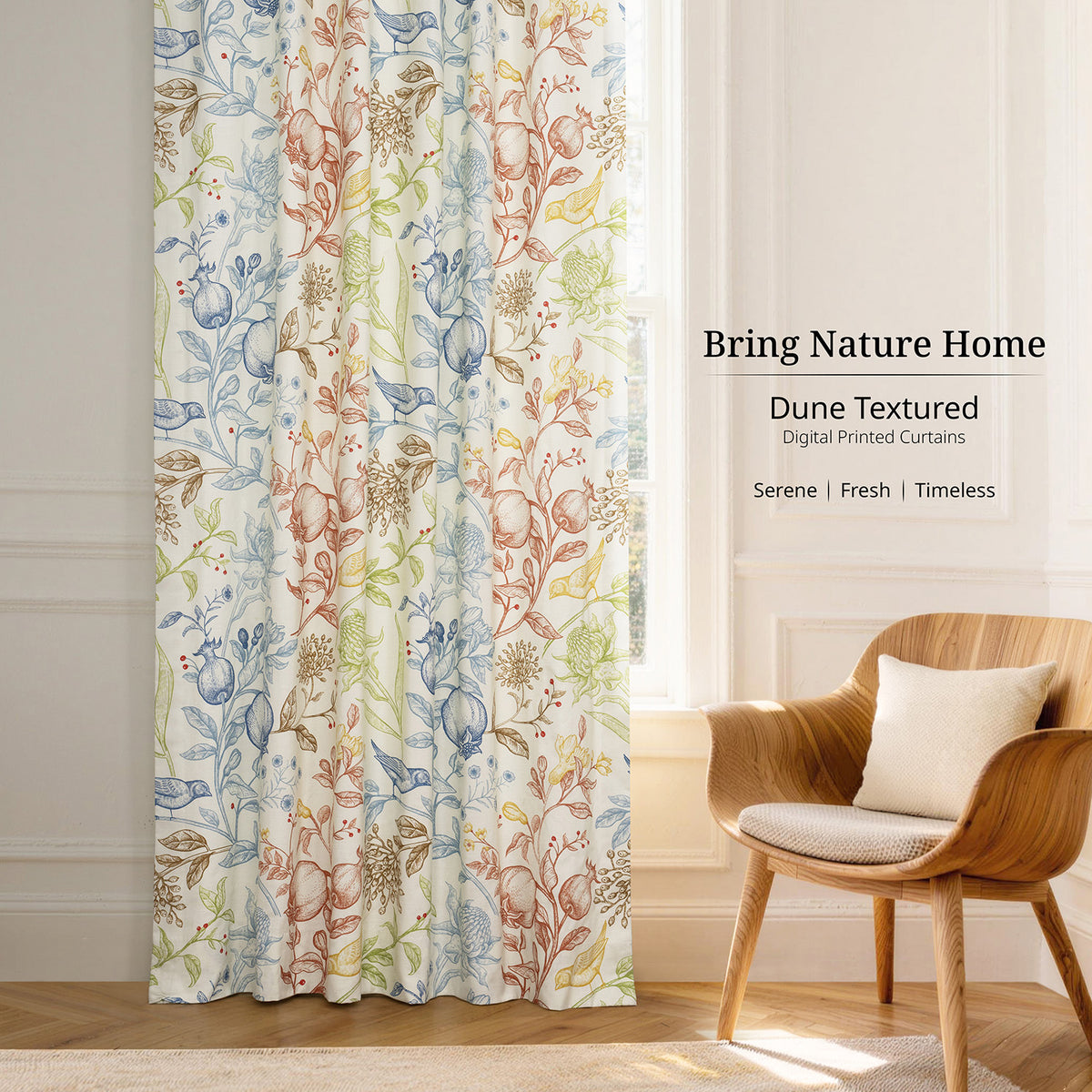 Fruit Manor Multi Color Paisley Paisley Dune Cotton Textured Printed Room Darkening Curtain
