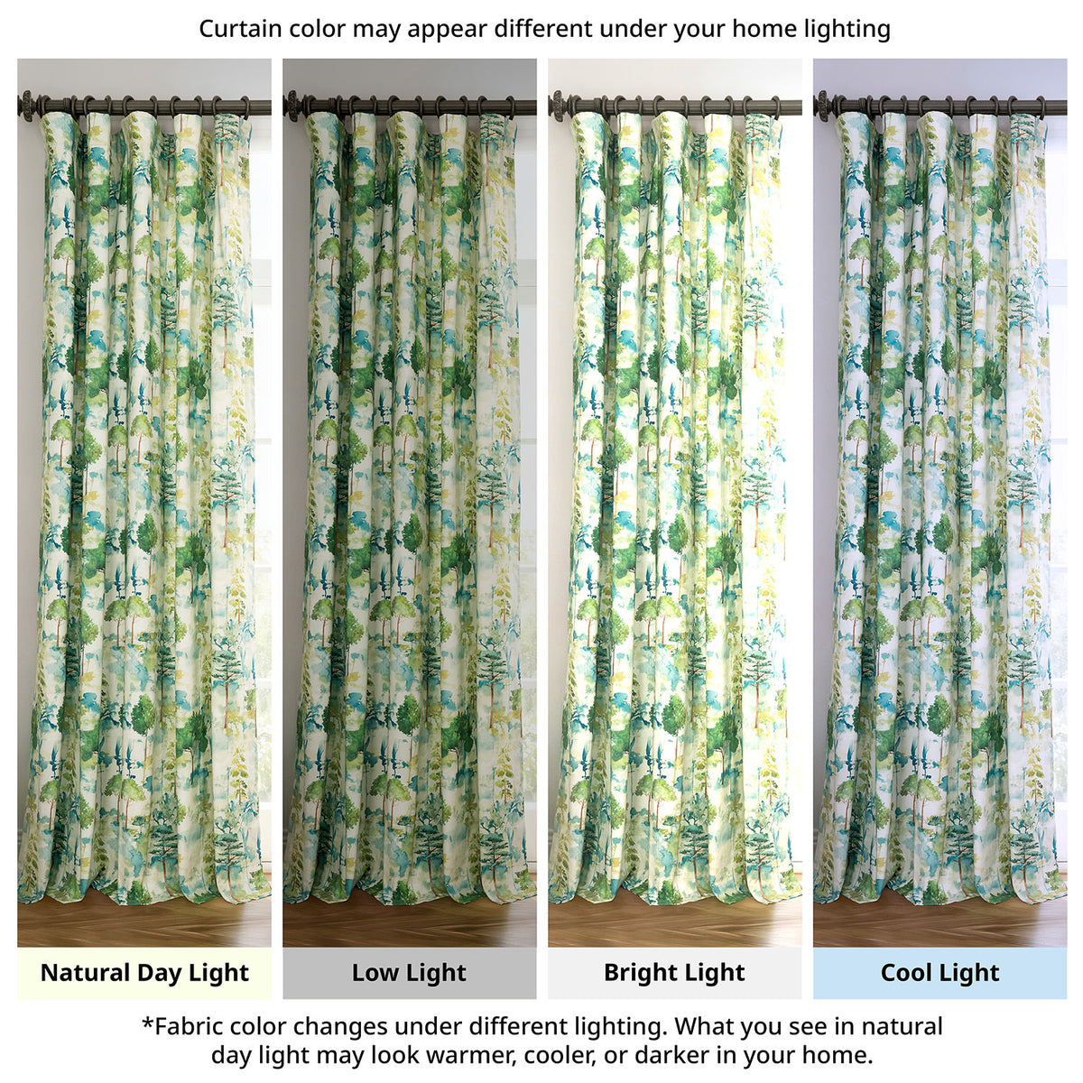 Woodland Mist Floral Floral Dune Cotton Textured Printed Room Darkening Curtain