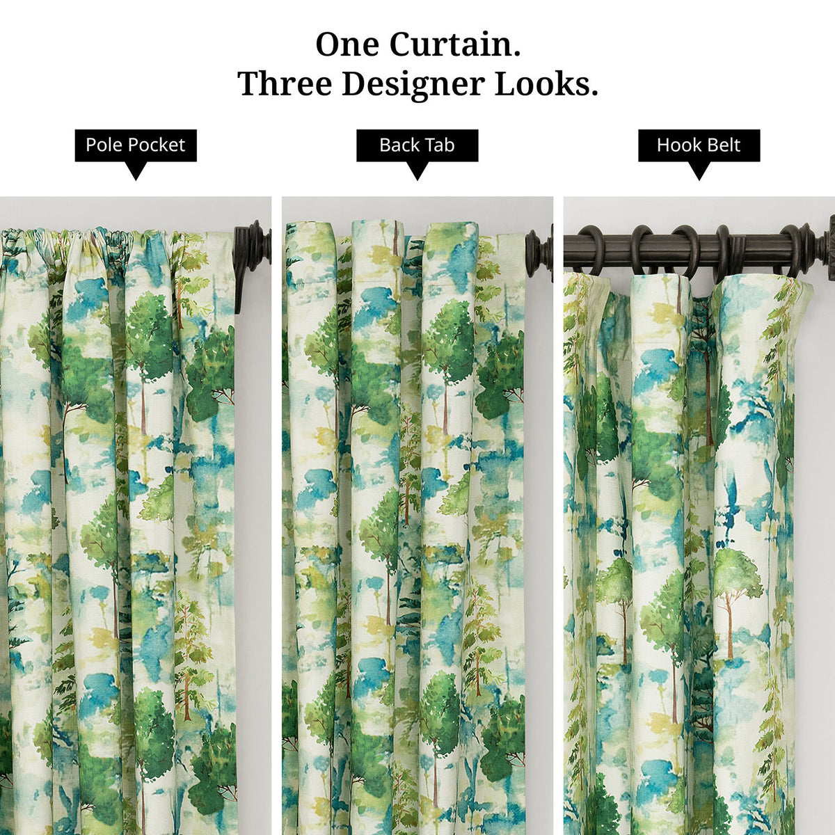 Woodland Mist Floral Floral Dune Cotton Textured Printed Room Darkening Curtain
