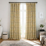 Vintage Botanical Sand Floral Dune Cotton Textured Printed Room Darkening Curtain