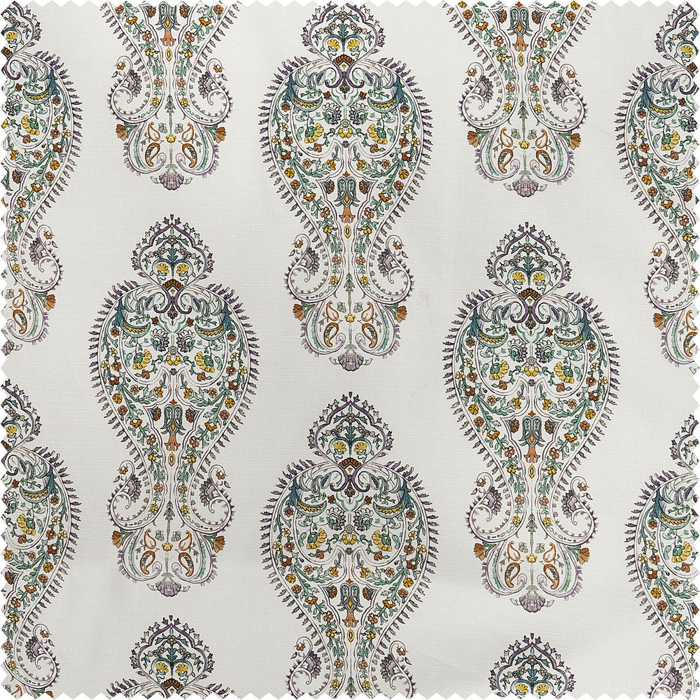Mughal Medallion Paisley Dune Cotton Textured Printed Custom Curtain