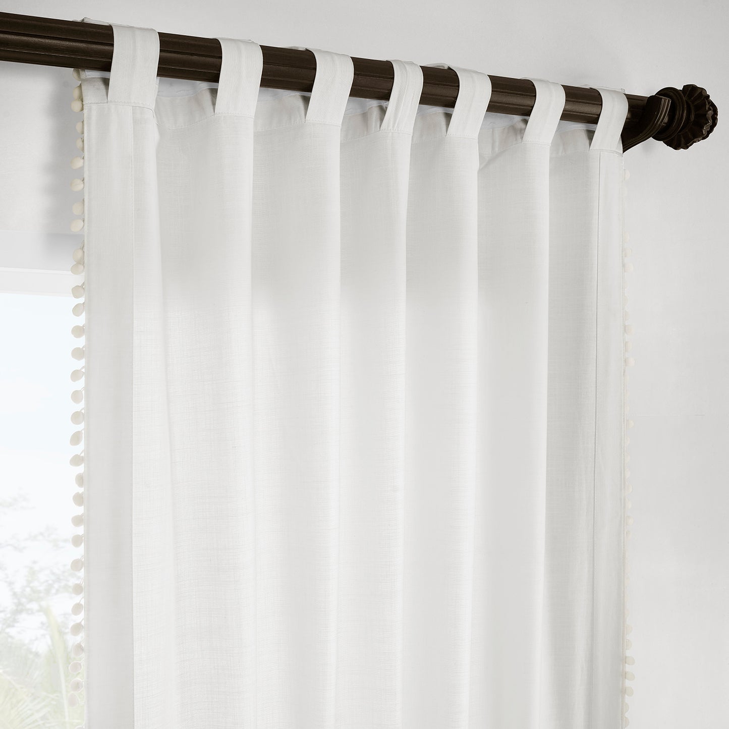 Channing White Bordered Modern Hampton Textured Cotton Light Filtering Curtain