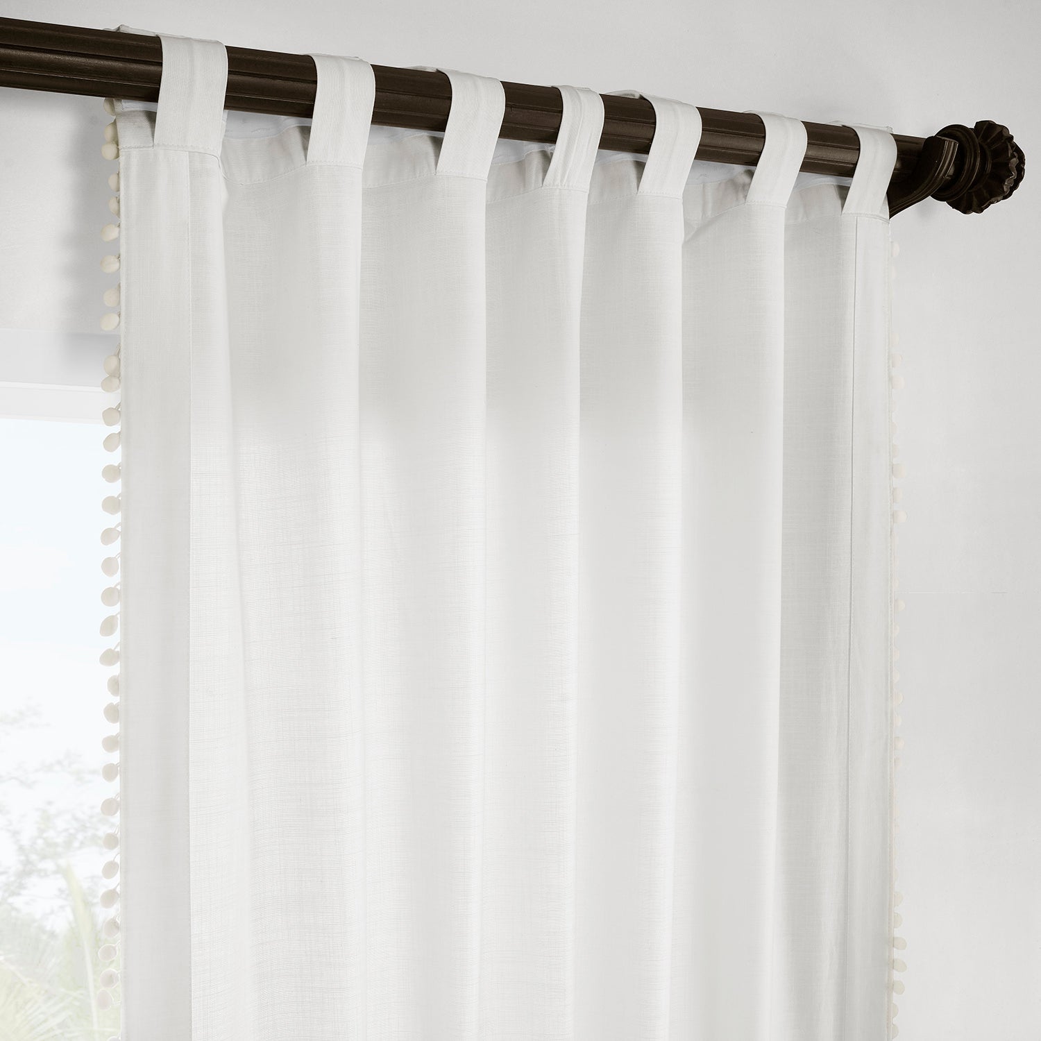 Channing White Bordered Modern Hampton Textured Cotton Light Filtering Curtain