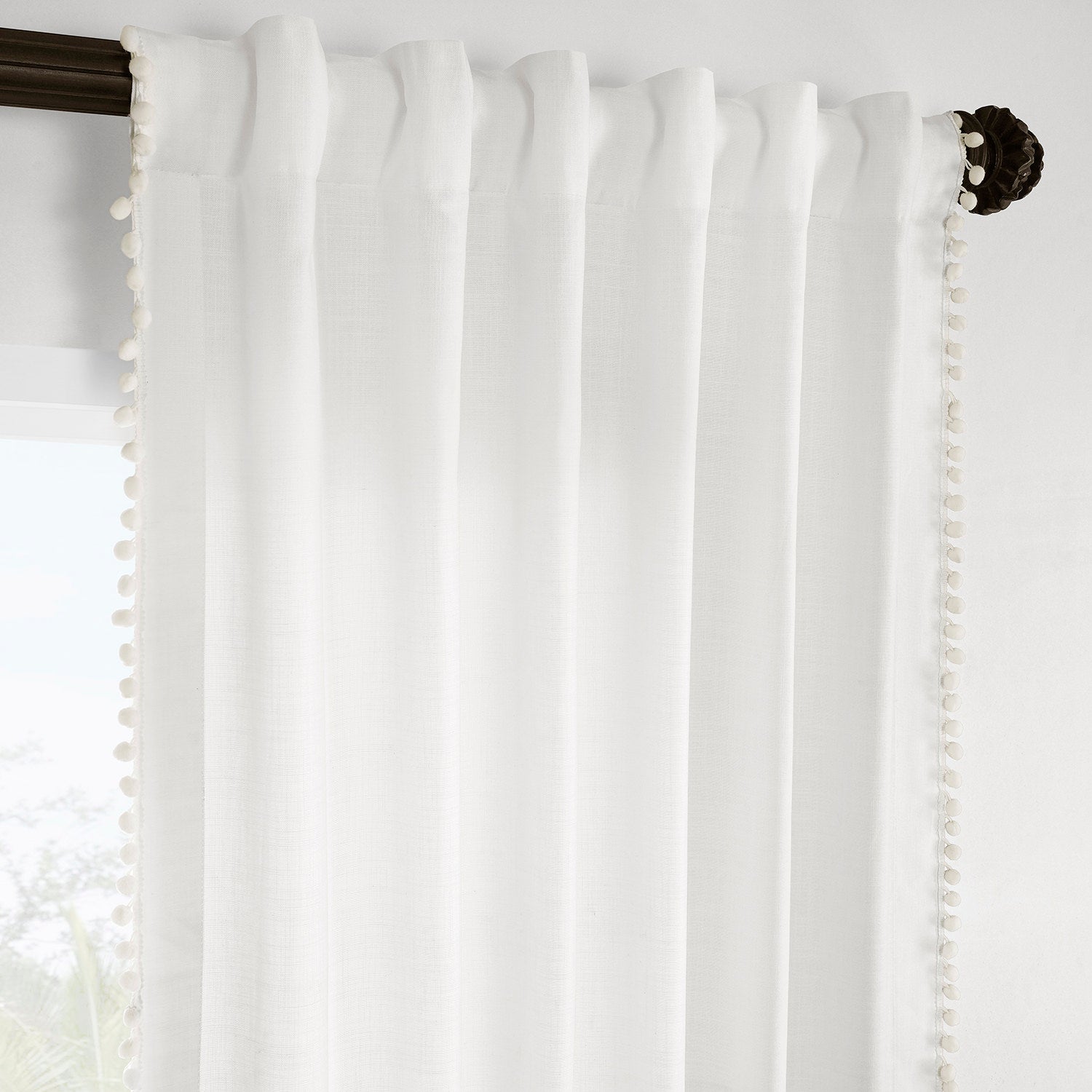 Channing White Bordered Modern Hampton Textured Cotton Light Filtering Curtain
