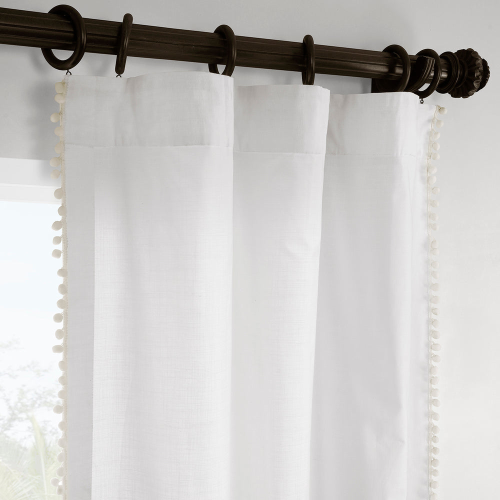 Channing White Bordered Modern Hampton Textured Cotton Light Filtering Curtain