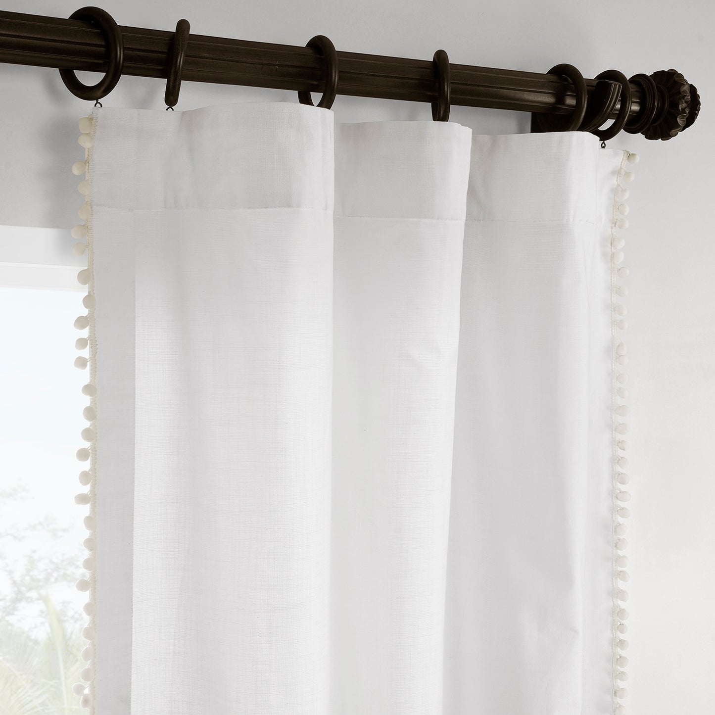 Channing White Bordered Modern Hampton Textured Cotton Light Filtering Curtain