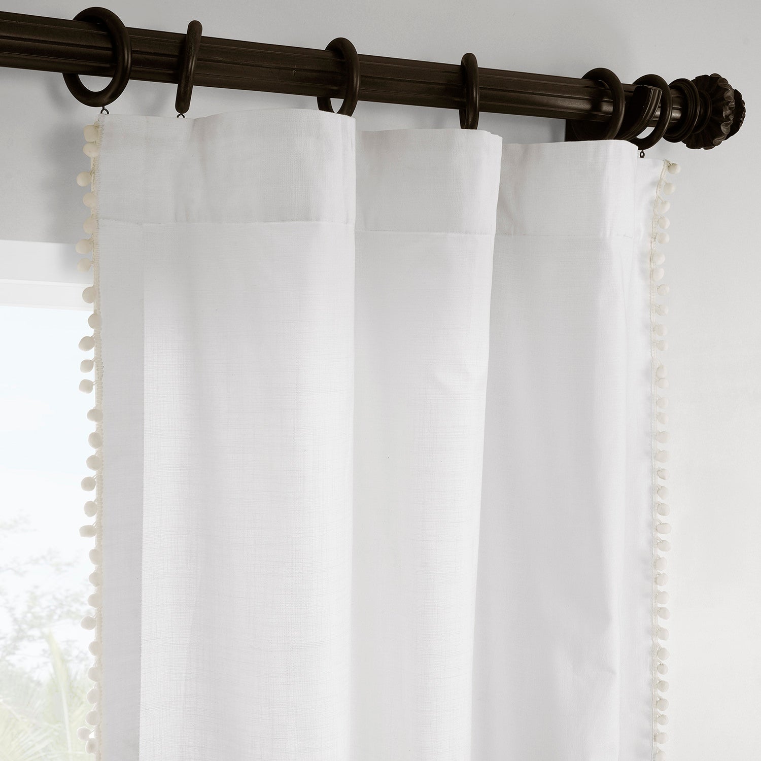 Channing White Bordered Modern Hampton Textured Cotton Light Filtering Curtain