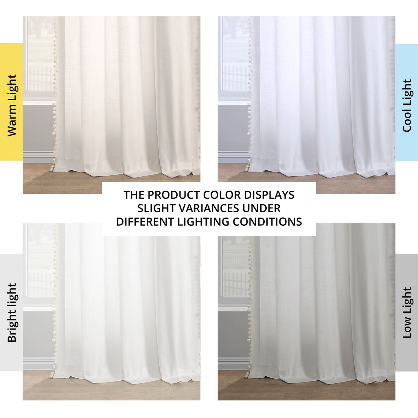 Channing White Bordered Modern Hampton Textured Cotton Light Filtering Curtain