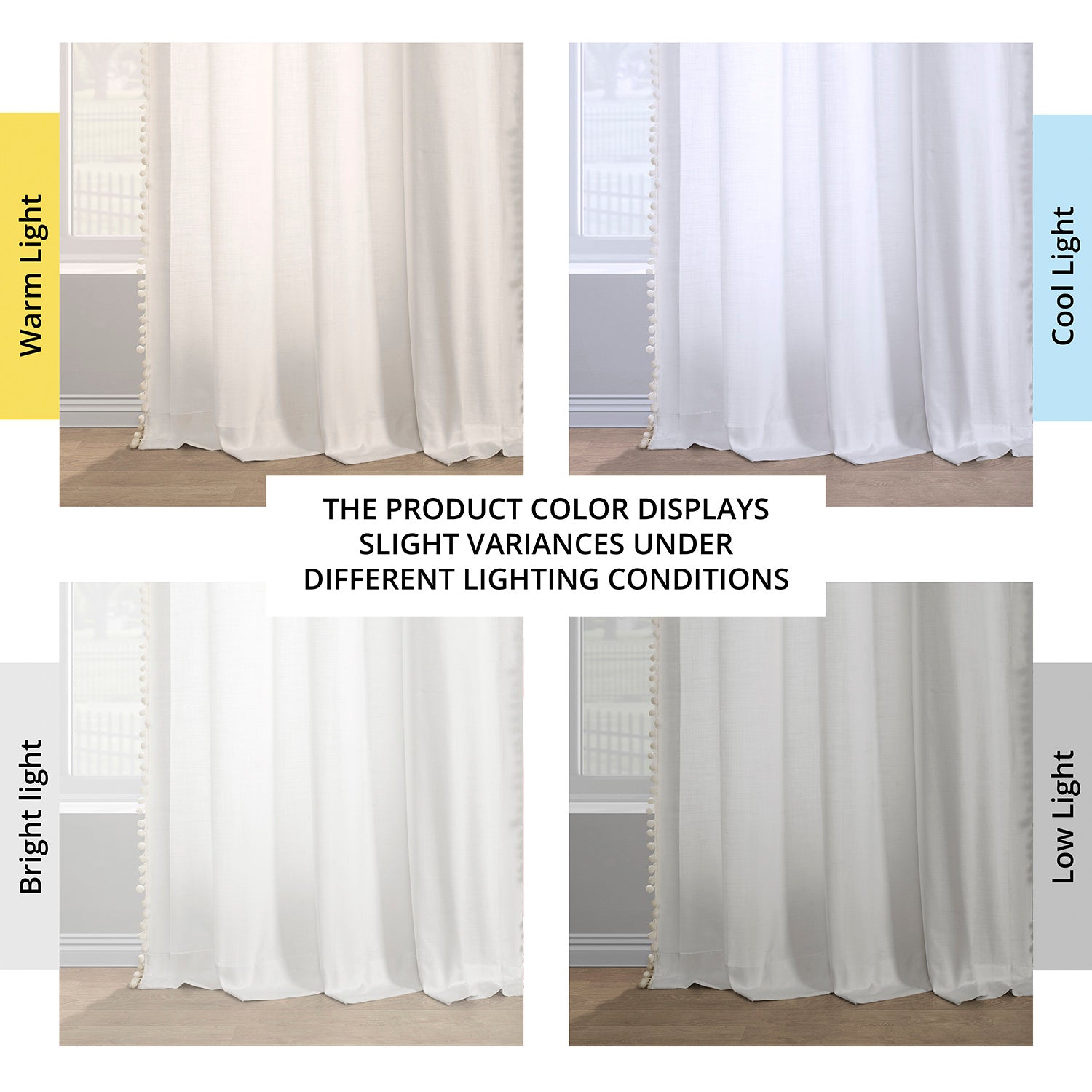 Channing White Bordered Modern Hampton Textured Cotton Light Filtering Curtain