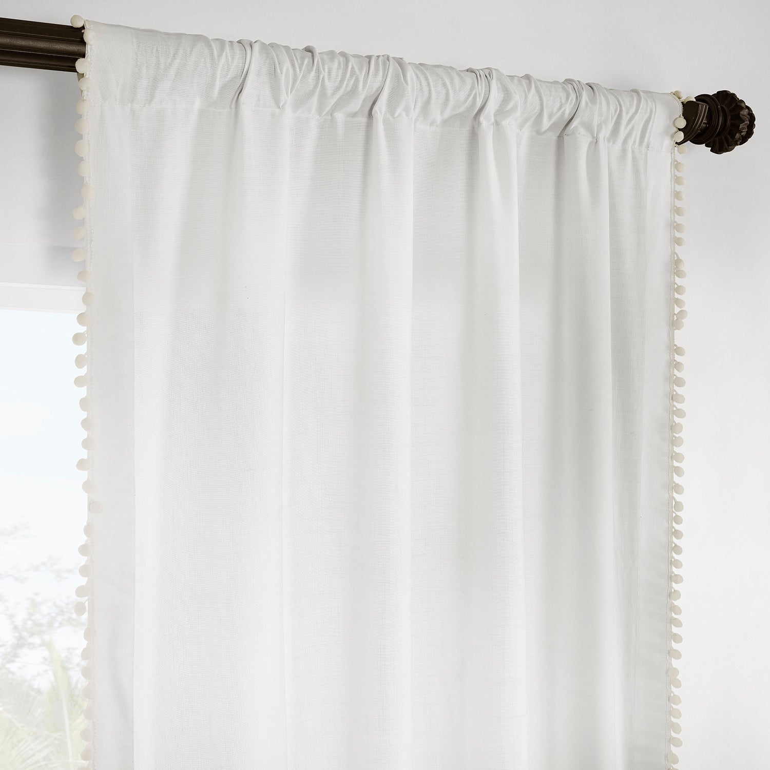 Channing White Bordered Modern Hampton Textured Cotton Light Filtering Curtain