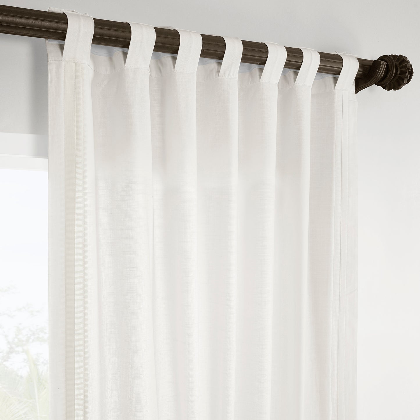 Maidstone White Bordered Modern Hampton Textured Cotton Light Filtering Curtain