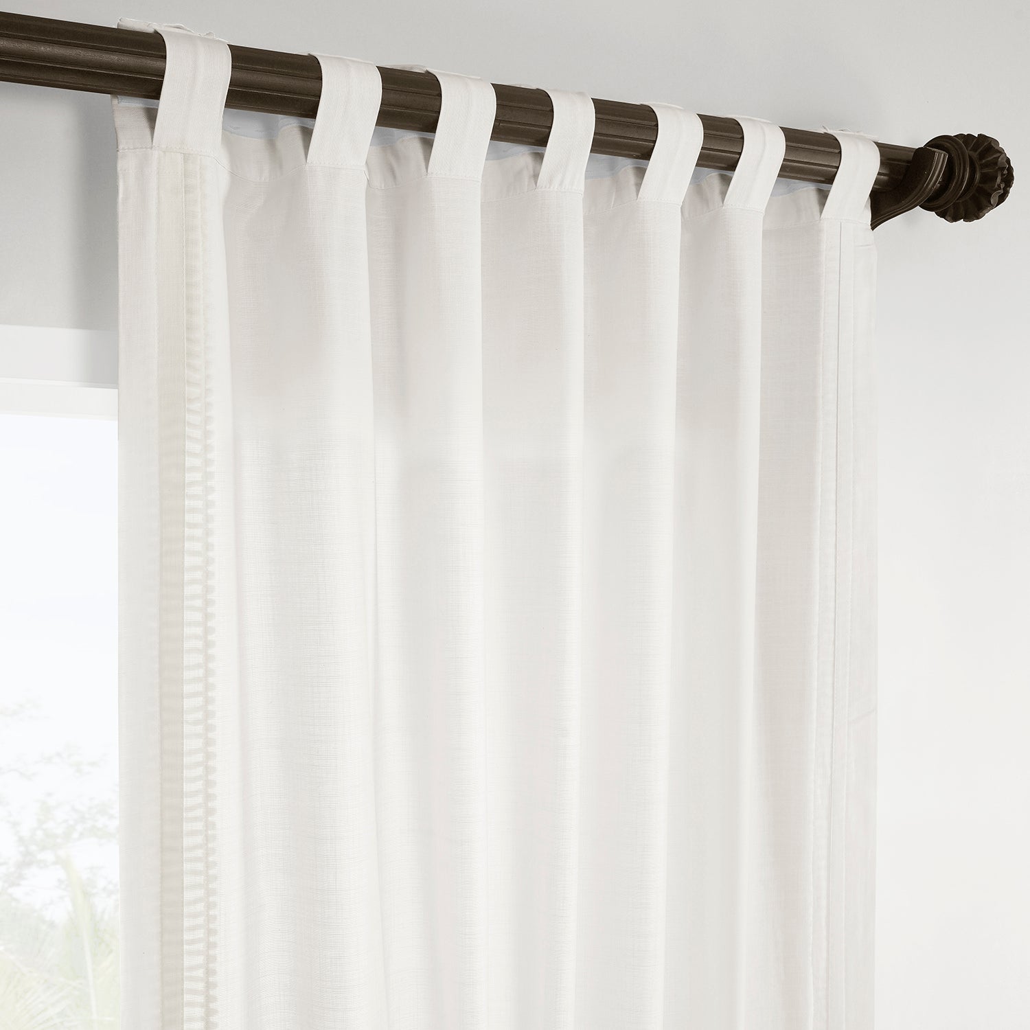 Maidstone White Bordered Modern Hampton Textured Cotton Light Filtering Curtain