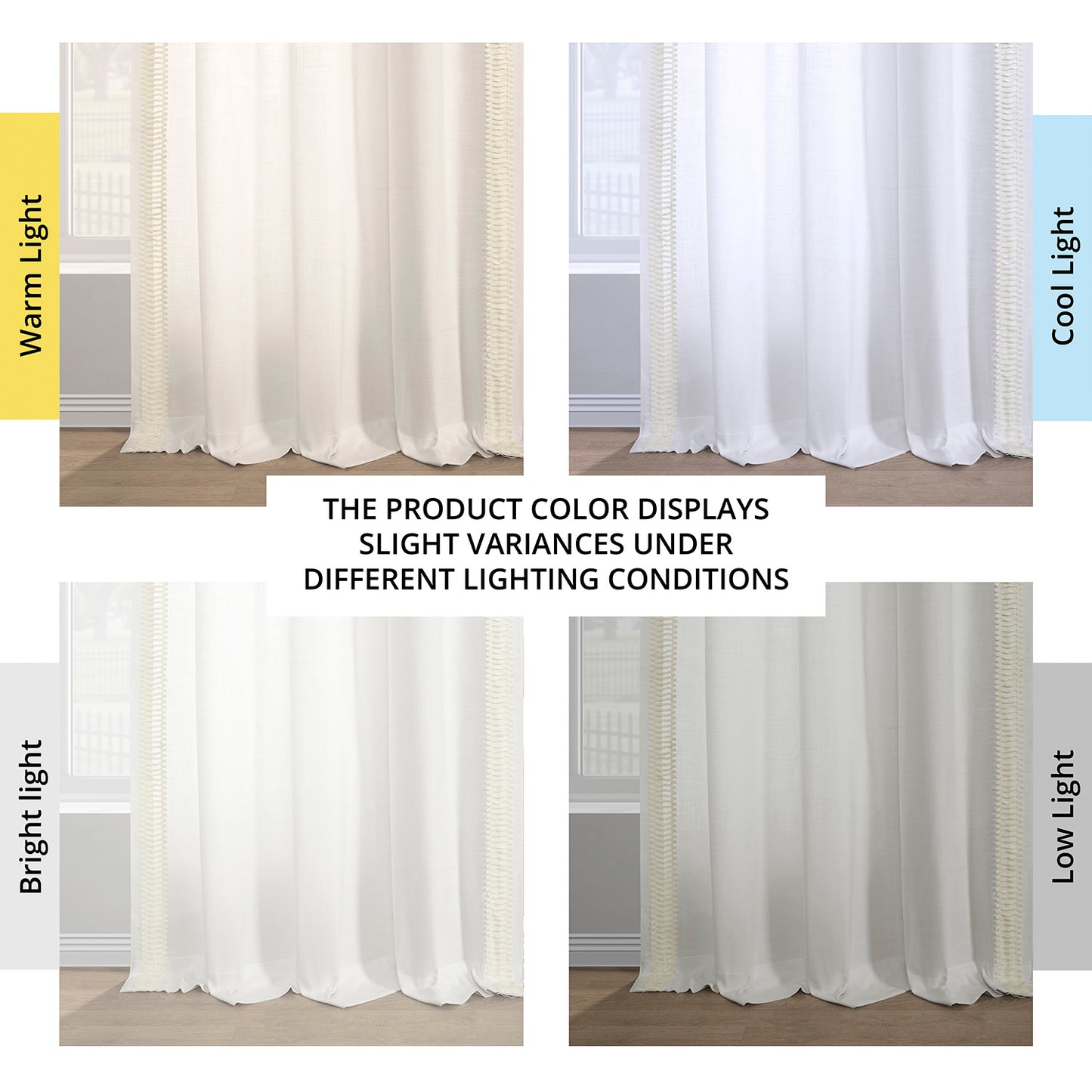 Maidstone White Bordered Modern Hampton Textured Cotton Light Filtering Curtain