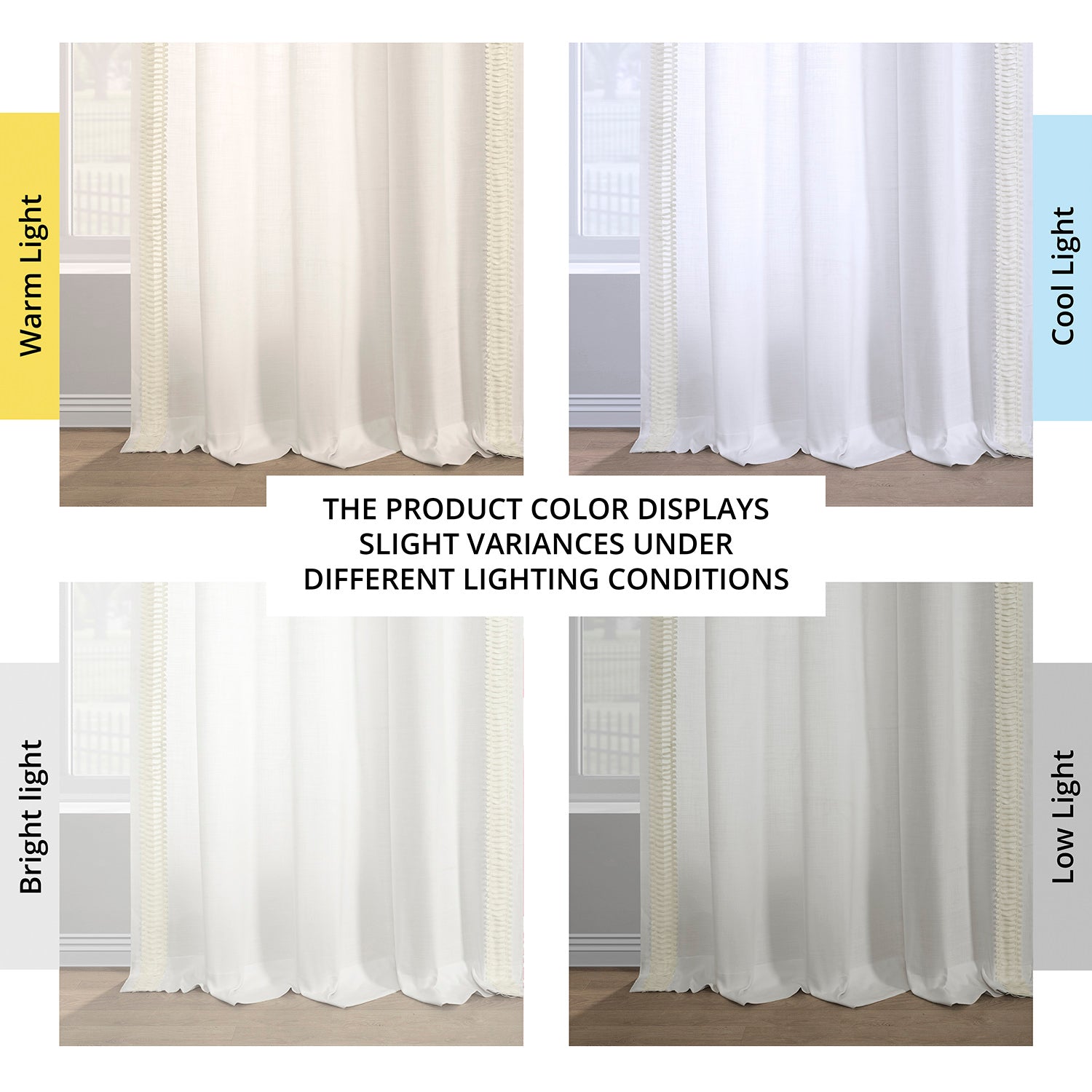 Maidstone White Bordered Modern Hampton Textured Cotton Light Filtering Curtain