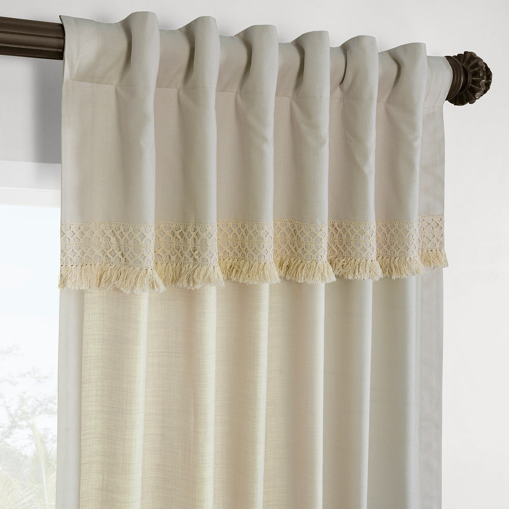 Sayville Bordered Modern Hampton Textured Cotton Curtain