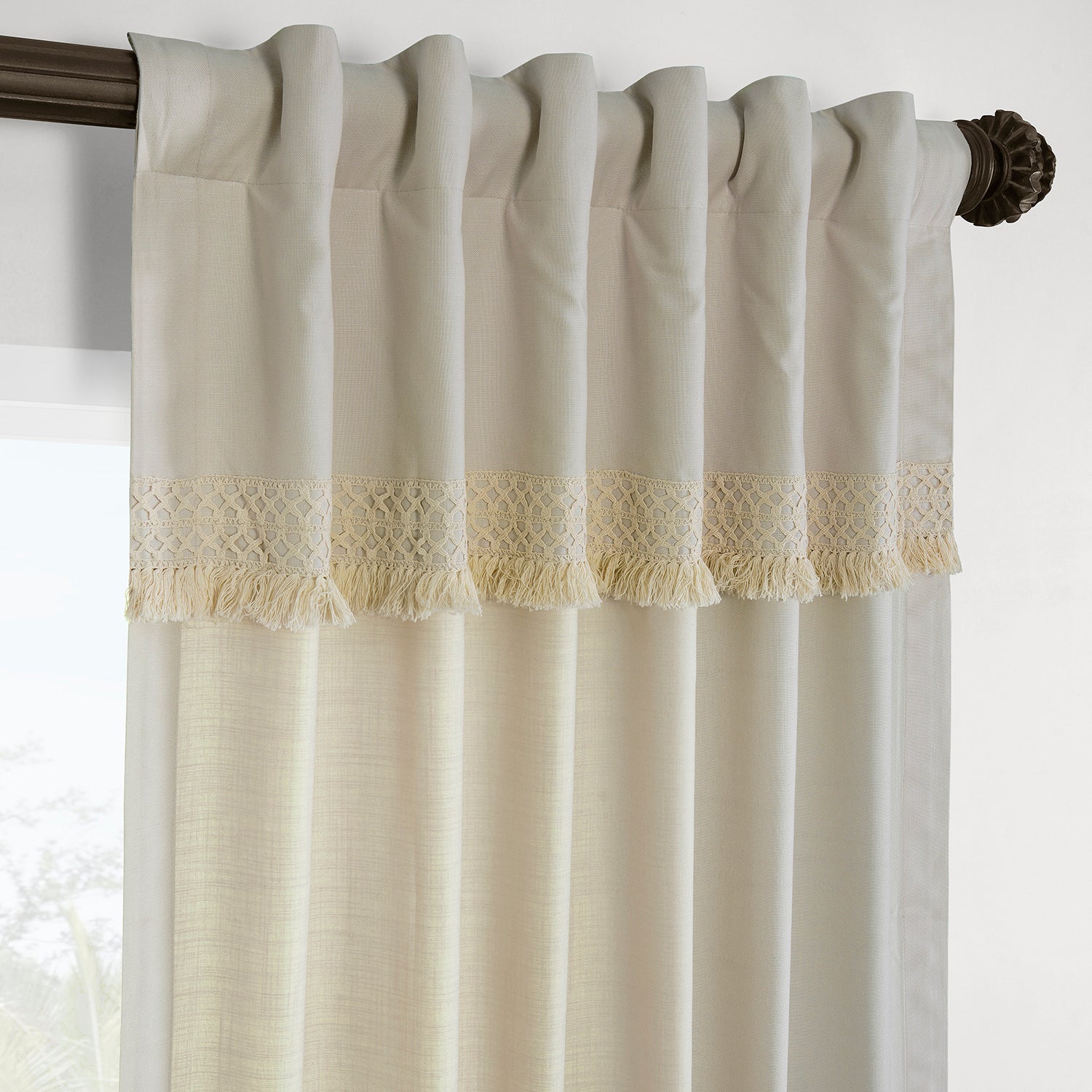 Sayville Bordered Modern Hampton Textured Cotton Curtain