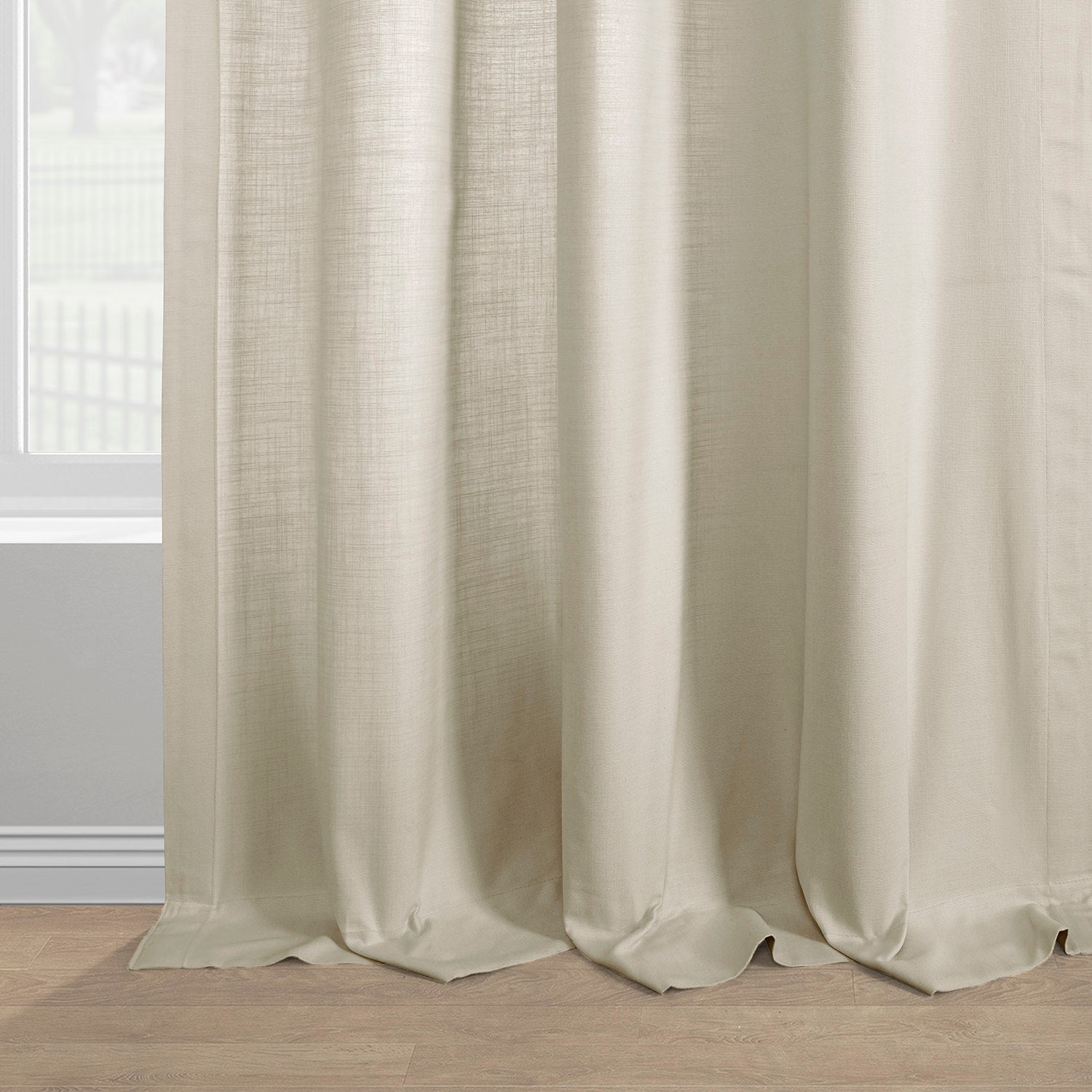 Sayville Bordered Modern Hampton Textured Cotton Curtain