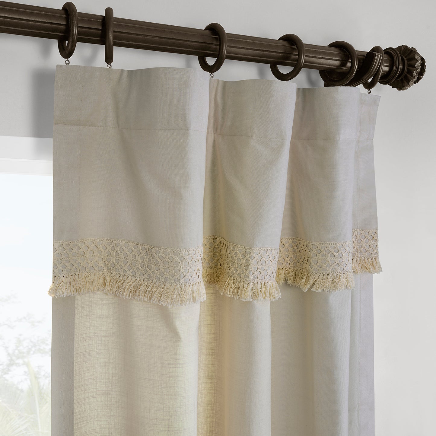Sayville Bordered Modern Hampton Textured Cotton Curtain
