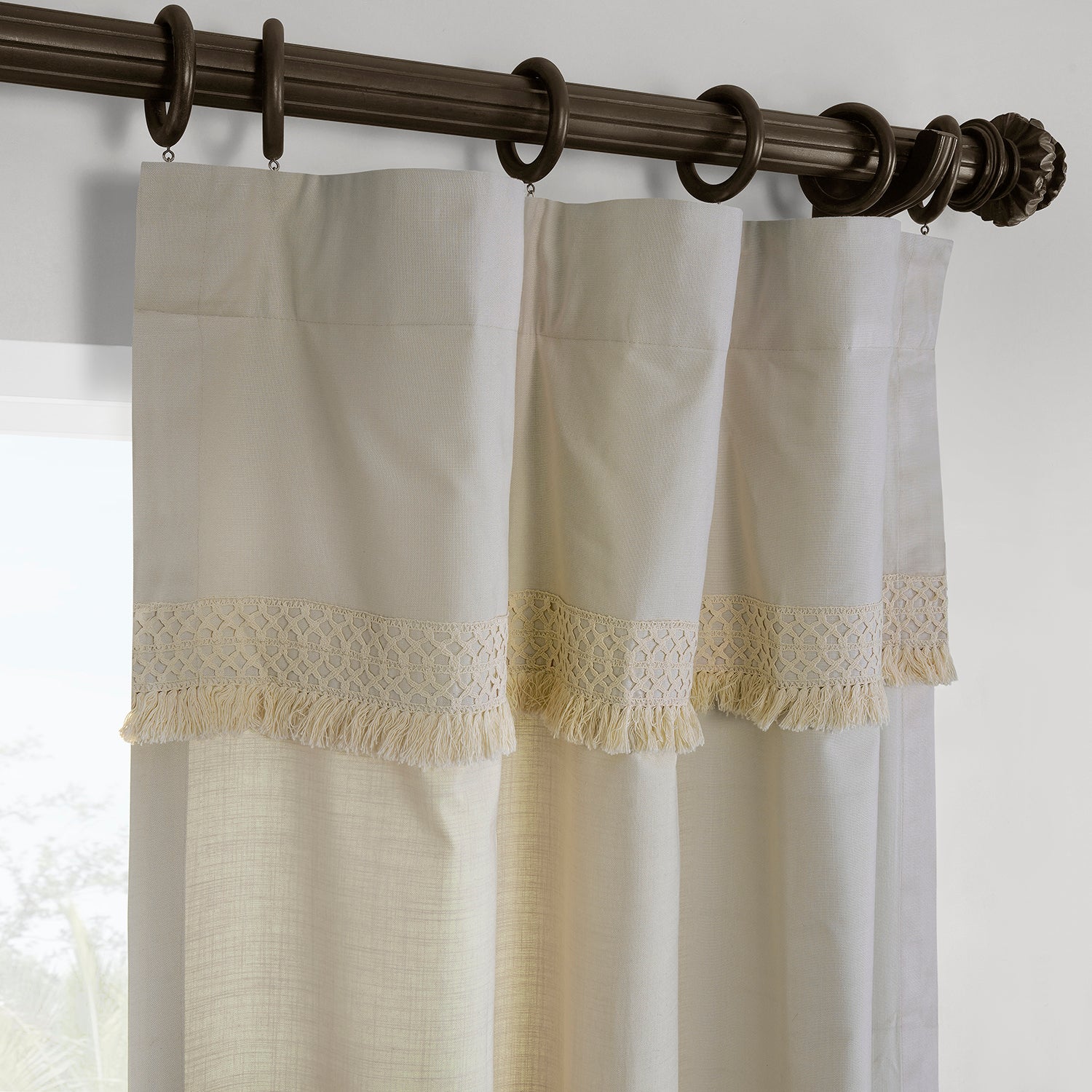 Sayville Bordered Modern Hampton Textured Cotton Curtain