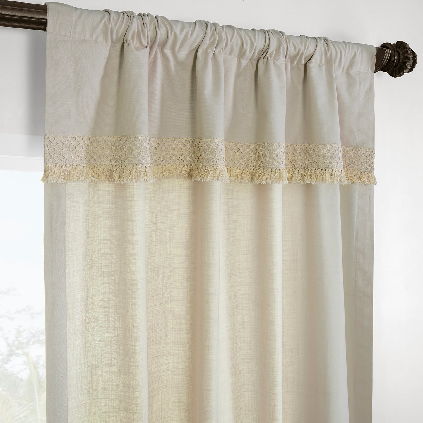 Sayville Bordered Modern Hampton Textured Cotton Curtain