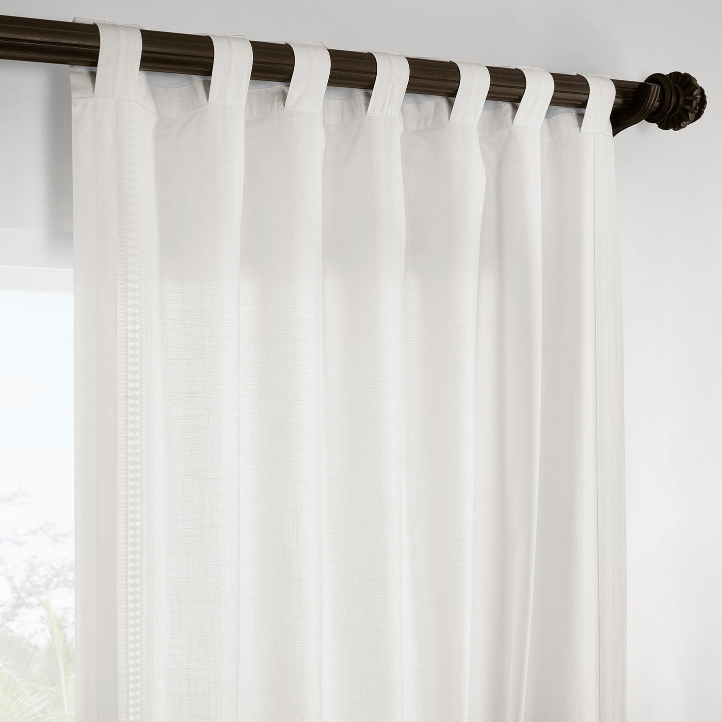 Stony Moasic White Bordered Modern Hampton Textured Cotton Light Filtering Curtain