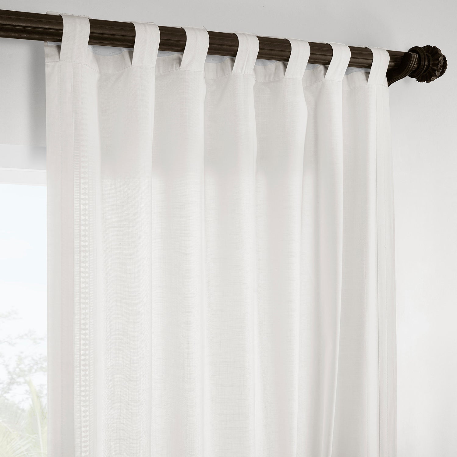 Stony Moasic White Bordered Modern Hampton Textured Cotton Light Filtering Curtain
