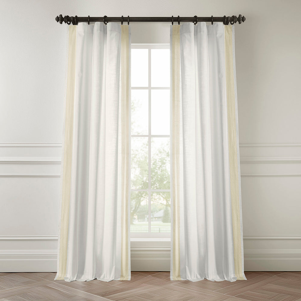 Stony Moasic White Bordered Modern Hampton Textured Cotton Light Filtering Curtain