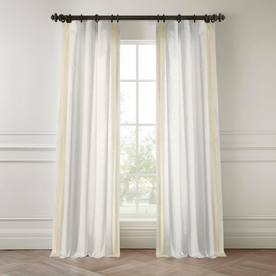 Stony Moasic White Bordered Modern Hampton Textured Cotton Light Filtering Curtain