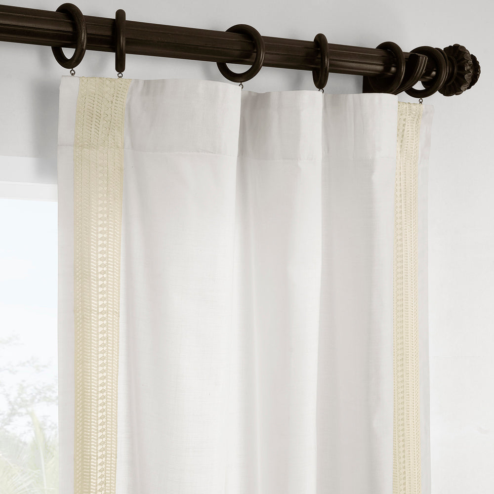 Stony Moasic White Bordered Modern Hampton Textured Cotton Light Filtering Curtain