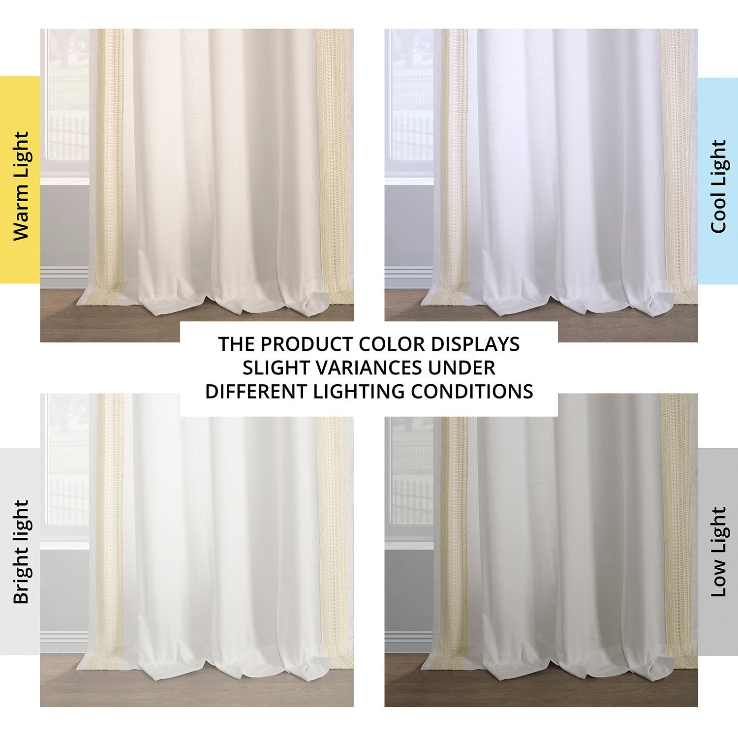 Stony Moasic White Bordered Modern Hampton Textured Cotton Light Filtering Curtain