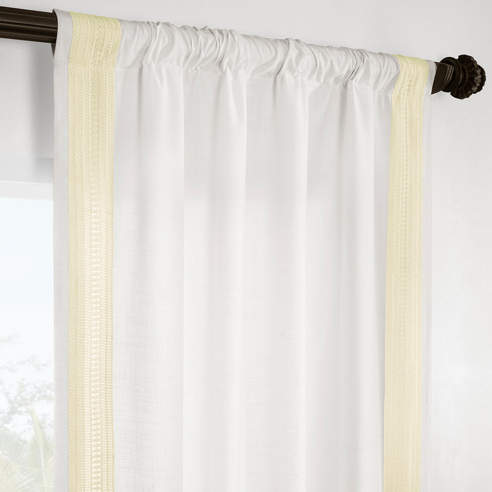 Stony Moasic White Bordered Modern Hampton Textured Cotton Light Filtering Curtain
