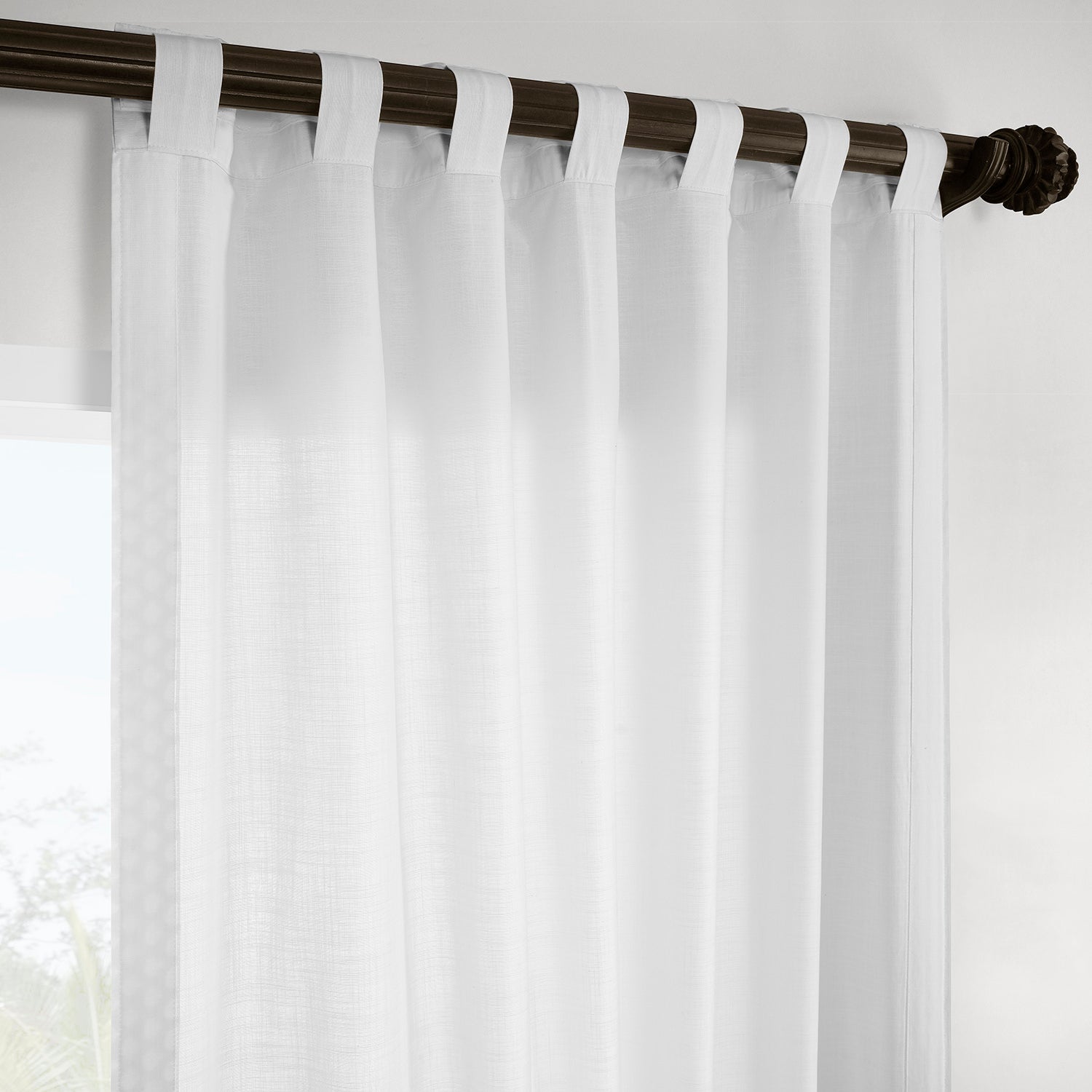 Scalloped White Bordered Modern Hampton Textured Cotton Light Filtering Curtain