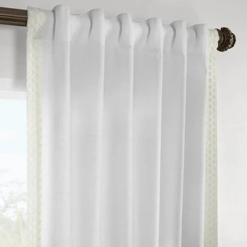 Scalloped White Bordered Modern Hampton Textured Cotton Light Filtering Curtain